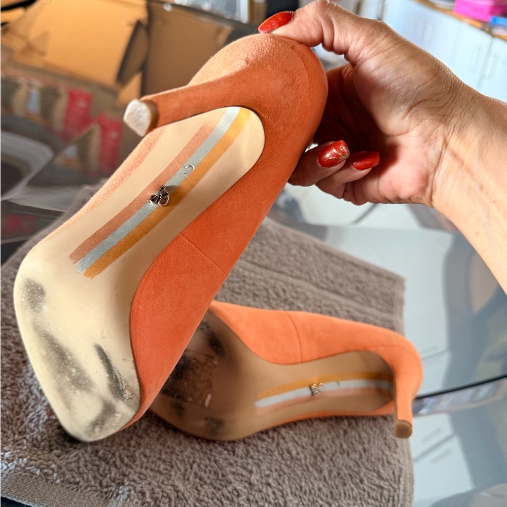 Sam Edelman Vibrant Orange Suede Heels